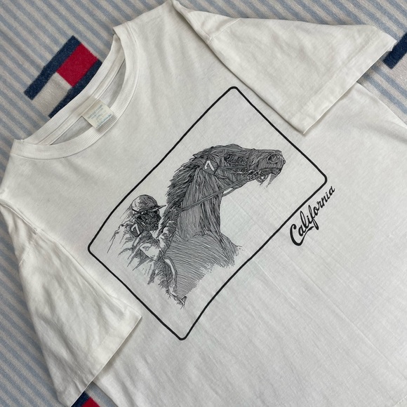 Vintage Horse Racing Jockey California Cali short sleeve tee shirt - Picture 4 of 16